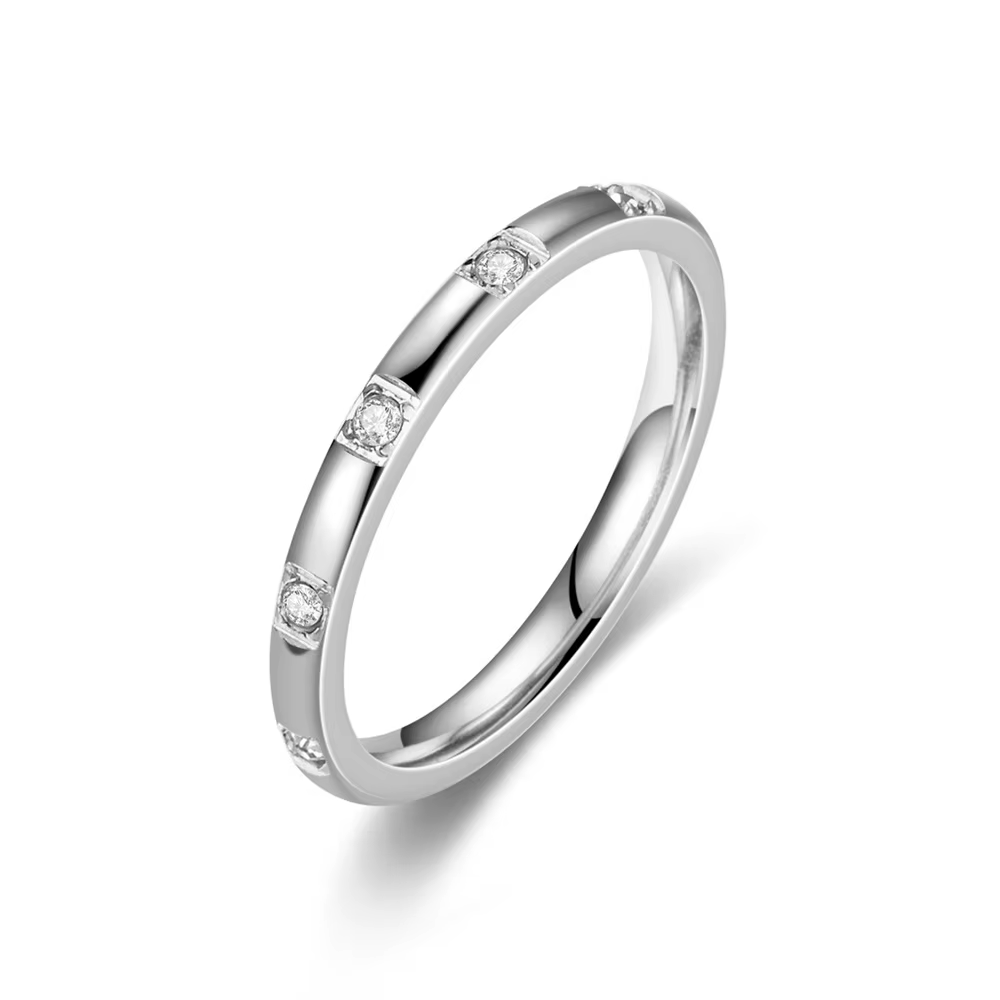 Bague en or pour femmes, 2mm, couleur argent, titane, acier inoxydable, anneaux de mariage en crista