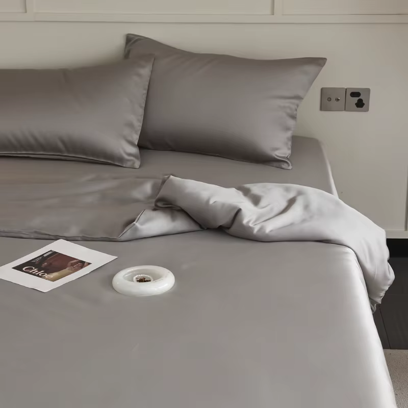 Parure de lit de luxe en soie naturelle 3 pièces, housse de couette et taies d'oreiller, pour lit si