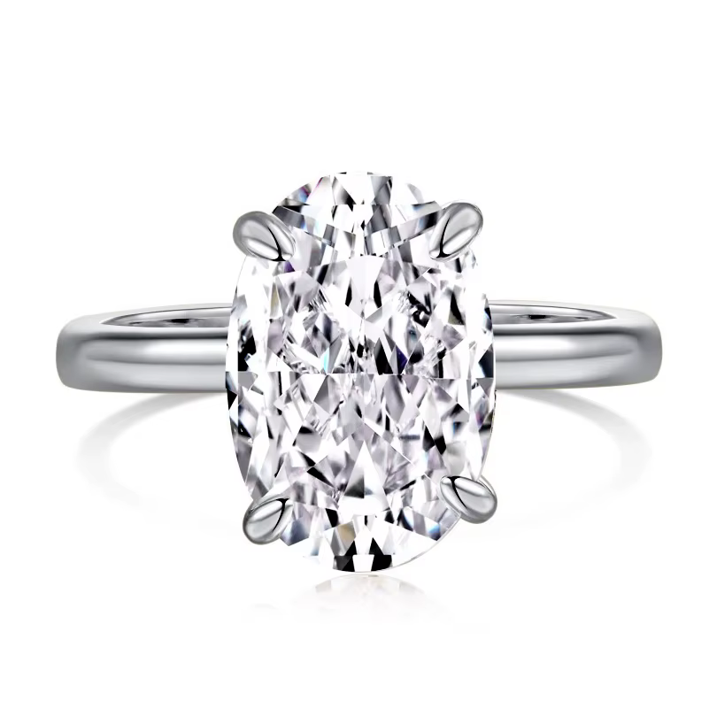 FIRERIN – bague ovale en Moissanite 100% 4,5 ct, 8x12MM, avec certificat, test de diamant réussi, bi