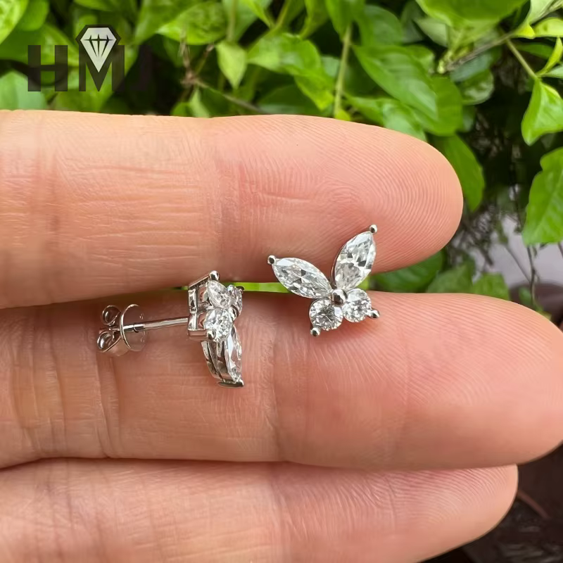 Boucles d'oreilles clous en moissanite, pierres précieuses cultivées en laboratoire, multicolores, e