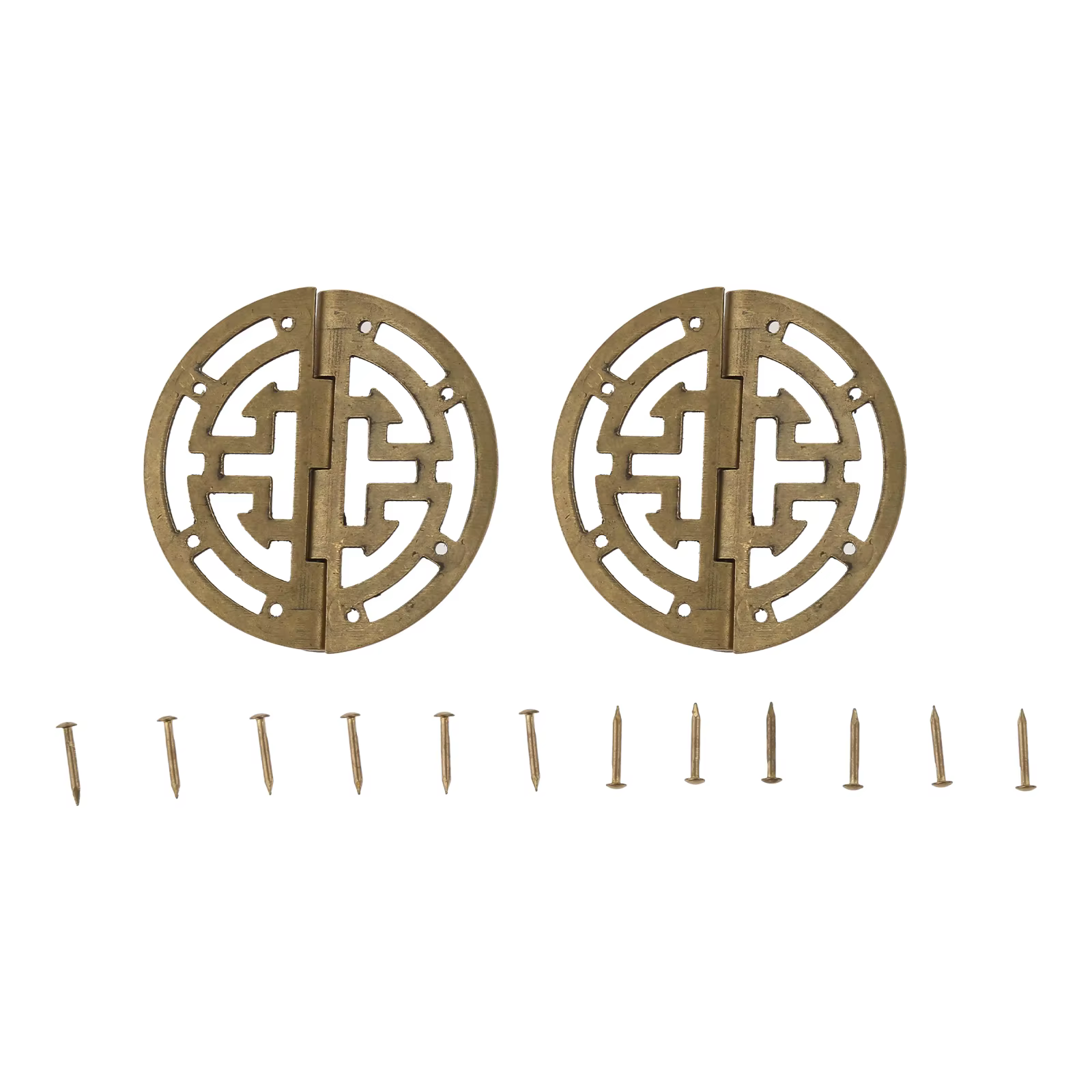 Charnières décoratives rondes en laiton, 2 pièces, ajouré, pour boîte à bijoux cadeau en bois, racco