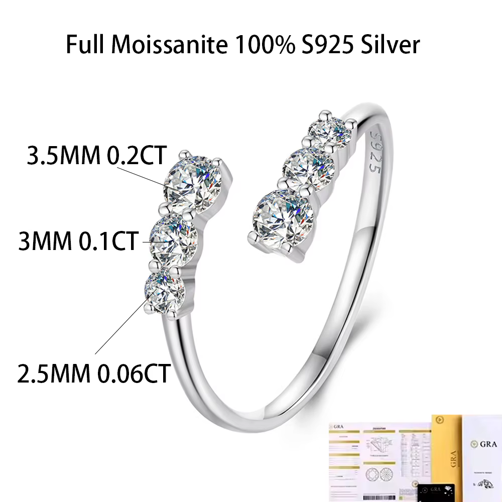 COSYA – bague complète en moissanite pour femmes, en argent S925, or 18 carats, 10 pierres précieuse