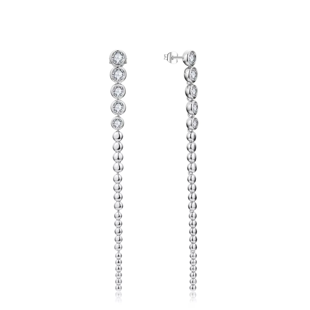 ATTAGEMS-Boucles d'oreilles pendantes en diamant Moissanite pour femme, argent regardé S925 original