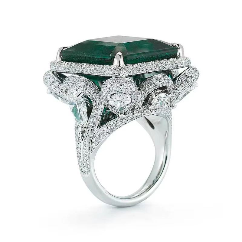 Bague en diamant émeraude de laboratoire Vintage, or blanc 14K, bague de mariage pour femmes et homm