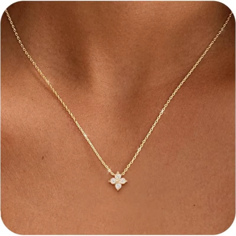 Colliers pendentifs délicats en or plaqué 14 carats, sans ternissement, avec zircon cubique, bijoux 