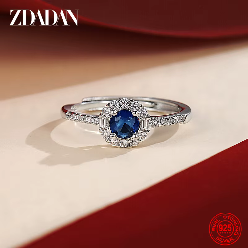 ZDADAN – bague réglable en argent Sterling 925 et saphir pour femmes, bijoux de fête à la mode, cade