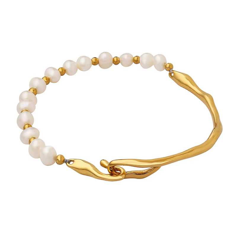 Amaiyllis – Bracelet doré 18 carats, luxueux, Baroque, panneau de perles d'eau douce, à la mode, Nic