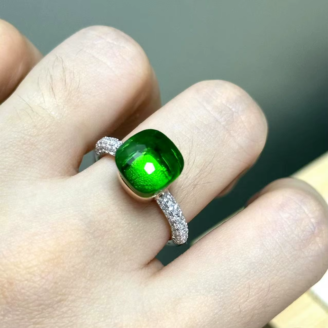 Bague incrustée de style bonbon pour femme, bague en cristal, argent et or rose, métal, bijoux fins,