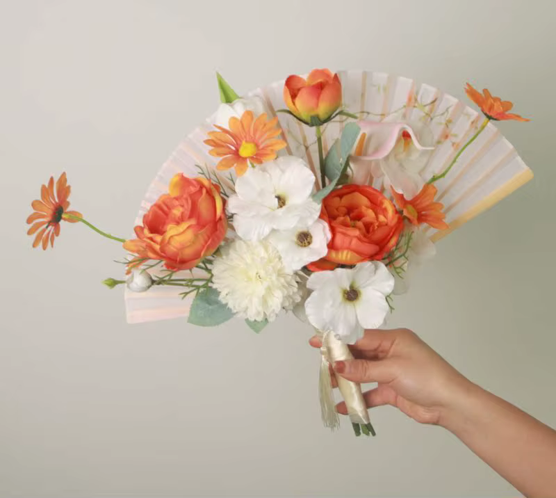 Éventail en tissu pliant personnalisé, accessoires de photographie de mariée, fête élégante, main te