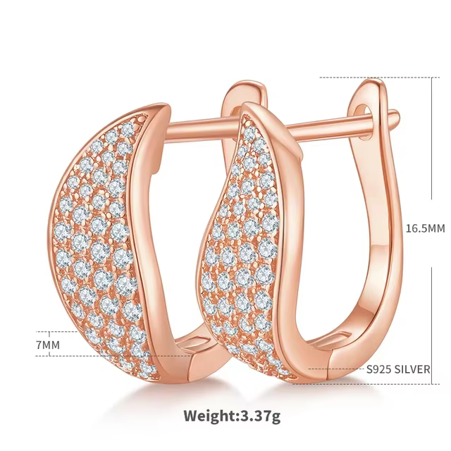Boucles d'oreilles créoles en Moissanite pour femmes, bijoux fins de mariage en argent Sterling S925