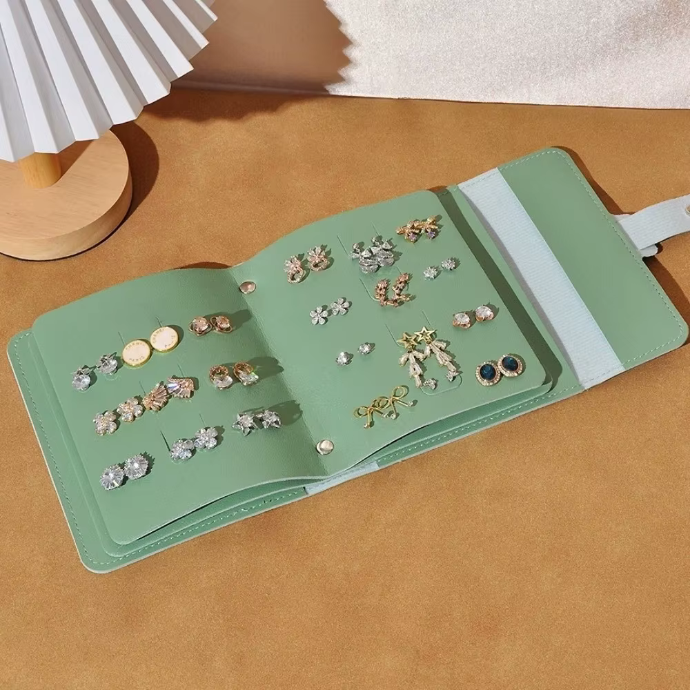 Organisateur de bijoux en cuir pour boucles d'oreilles, grand format, portable et multifonctionnel, 