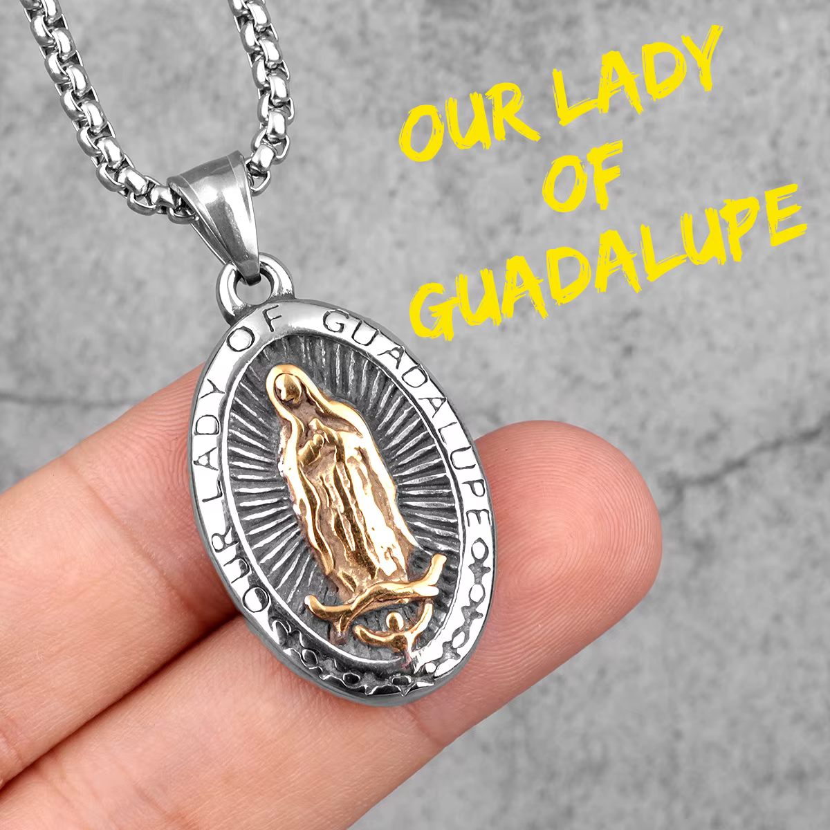 Colliers Our Lady of Guadows Oupe en acier inoxydable pour hommes, PmotJOPunk pour petit ami, bijoux