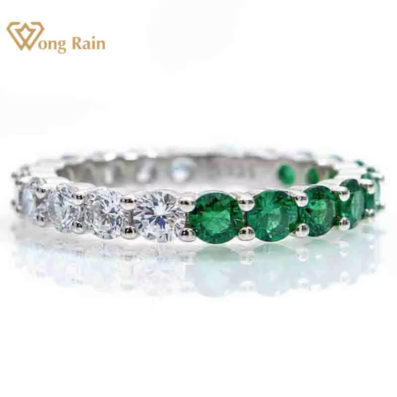 Wong Rain – bague de fiançailles Vintage en argent Sterling 925, saphir de laboratoire, diamants à h