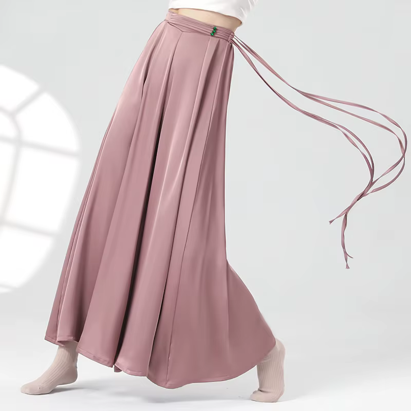 Pantalons de danse modernes pour femmes, Corset à jambes droites, taille large, banderoles chinoises