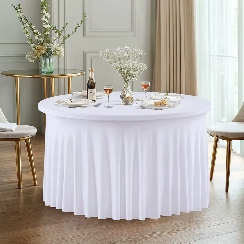 Nappe ronde en Spandex, décoration de mariage, Style européen et américain, jupe élastique anti-pous