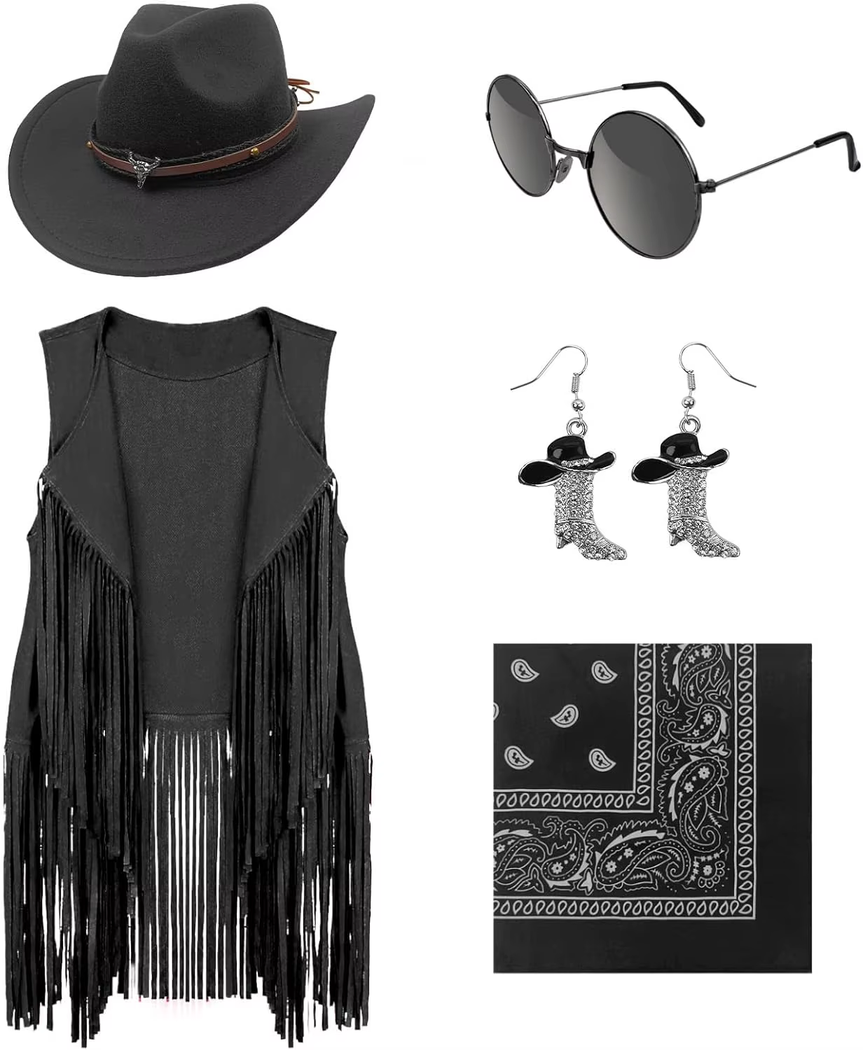 Ecoparty – tenues de Cowgirl pour femmes, accessoires de Costume occidental, chapeau de Cowboy, glan