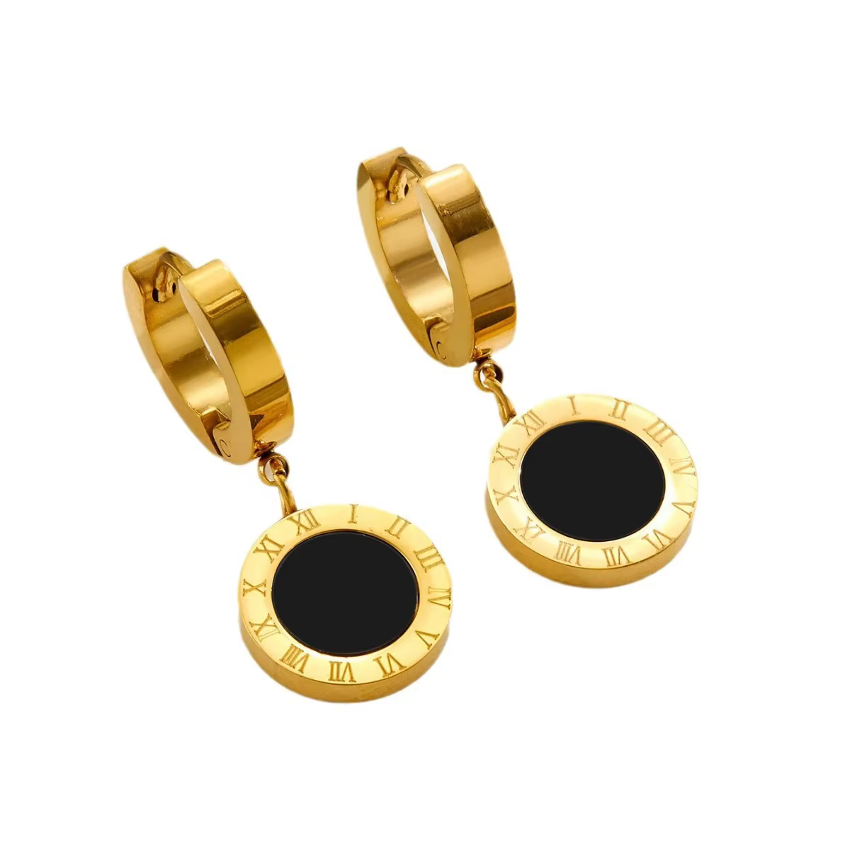 Boucles d'oreilles en forme de chiffres romains pour femmes, créoles en acier inoxydable, élégantes,