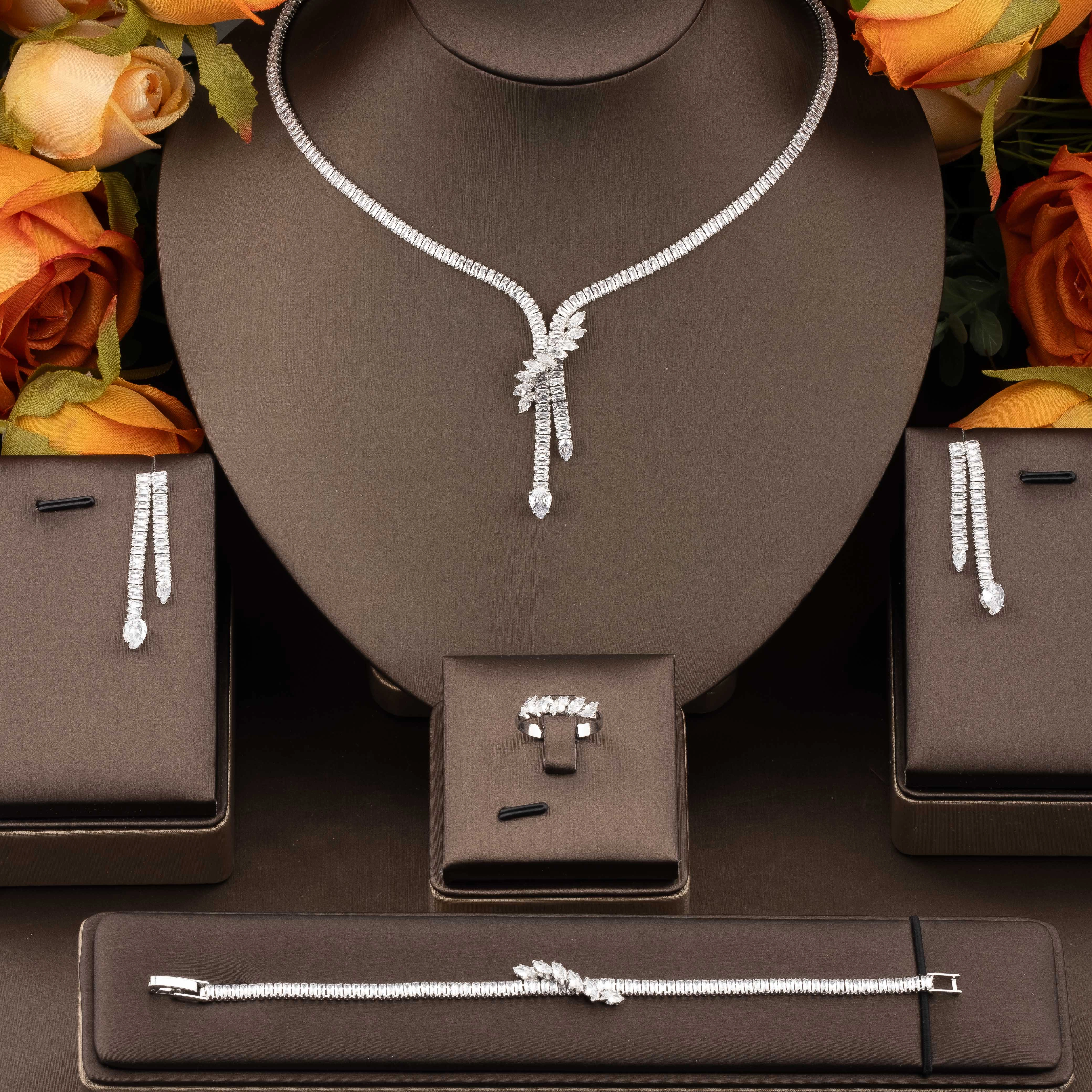 1 ensemble de bijoux au design de vigne en zircone cubique, luxueux et élégant, de haute qualité, ad