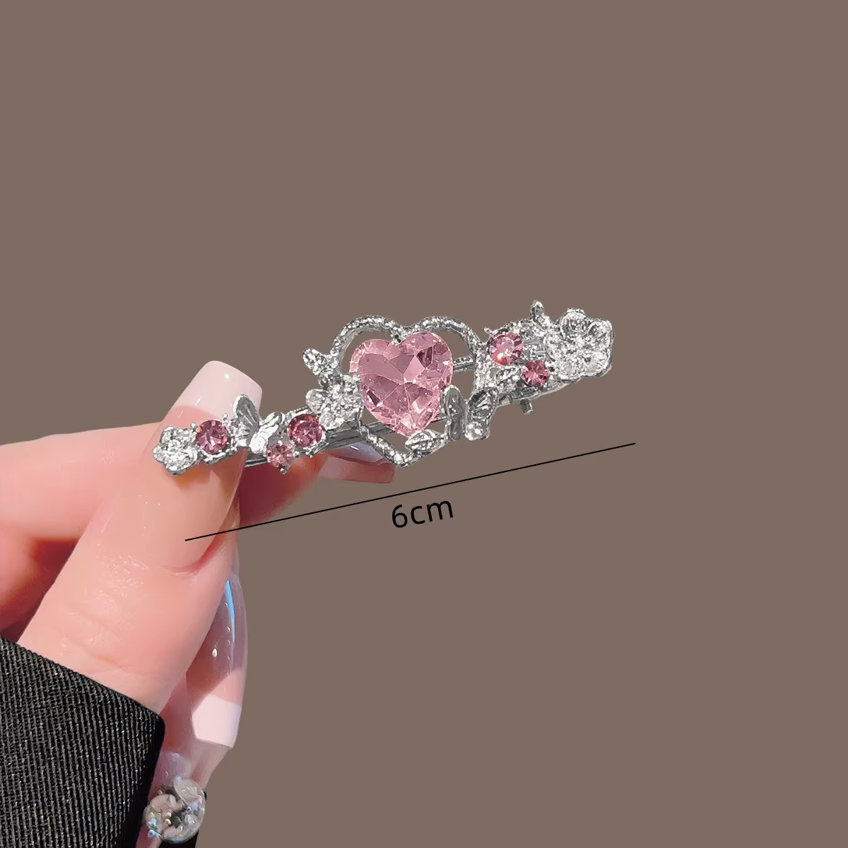 Barrette à cheveux florale élégante, pince française à ressort avec strass, accessoire de coiffure d