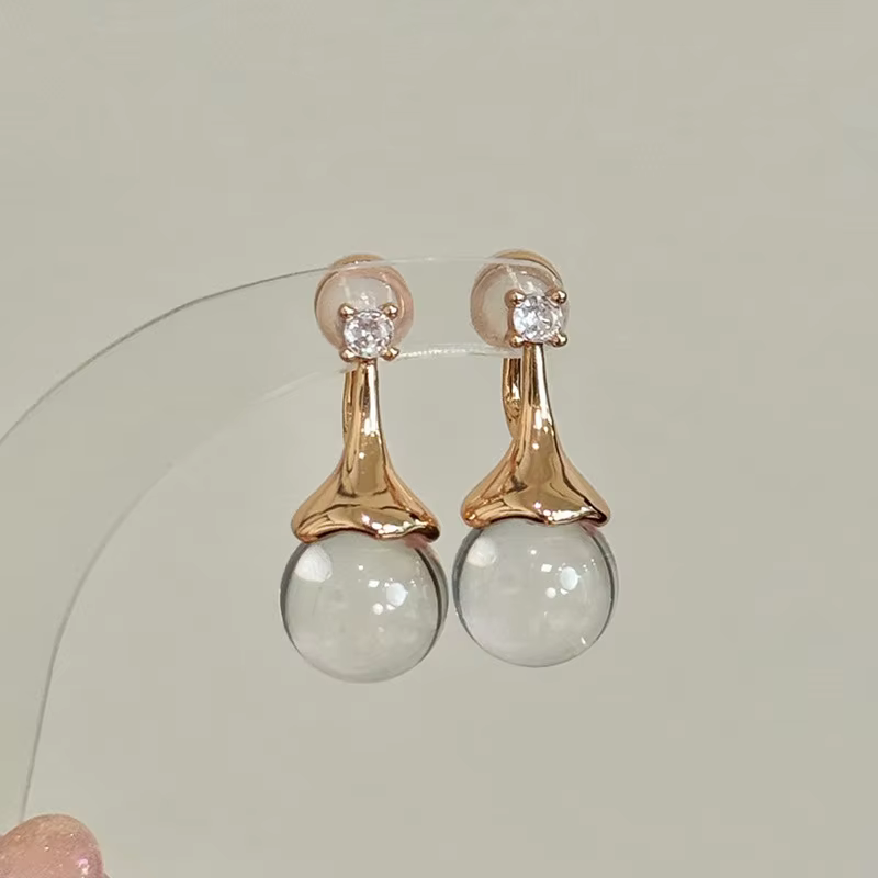 ANENJERY Champagne or blanc cristal boucles d'oreilles pour les femmes élégant Design de luxe Vintag