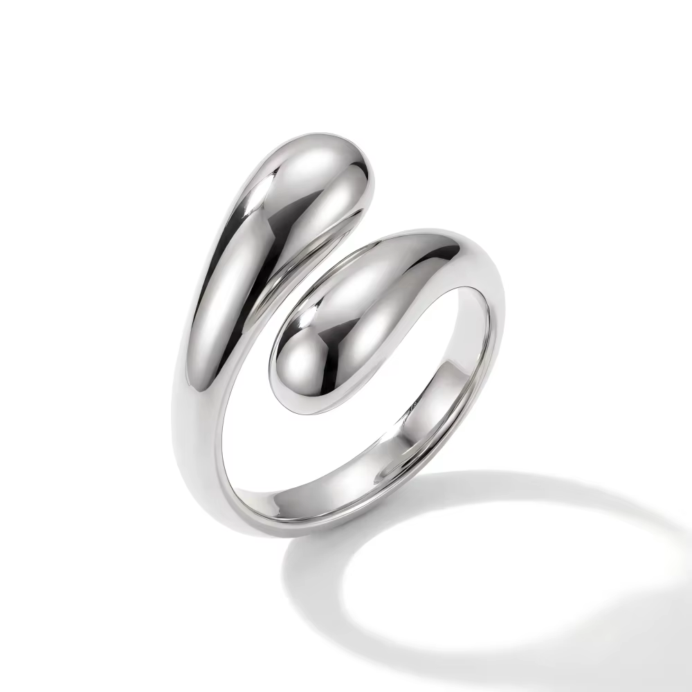 Maria – bague ouverte minimaliste en forme de gouttes d'eau pour femme, couleur argent, mode rétro l