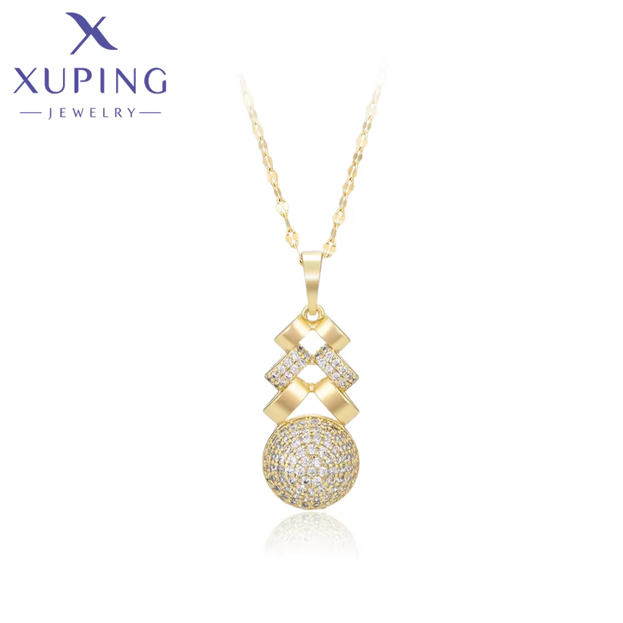 Xuping bijoux nouveauté pendentif rond avec chaîne aléatoire de couleur or clair bijoux femmes fille
