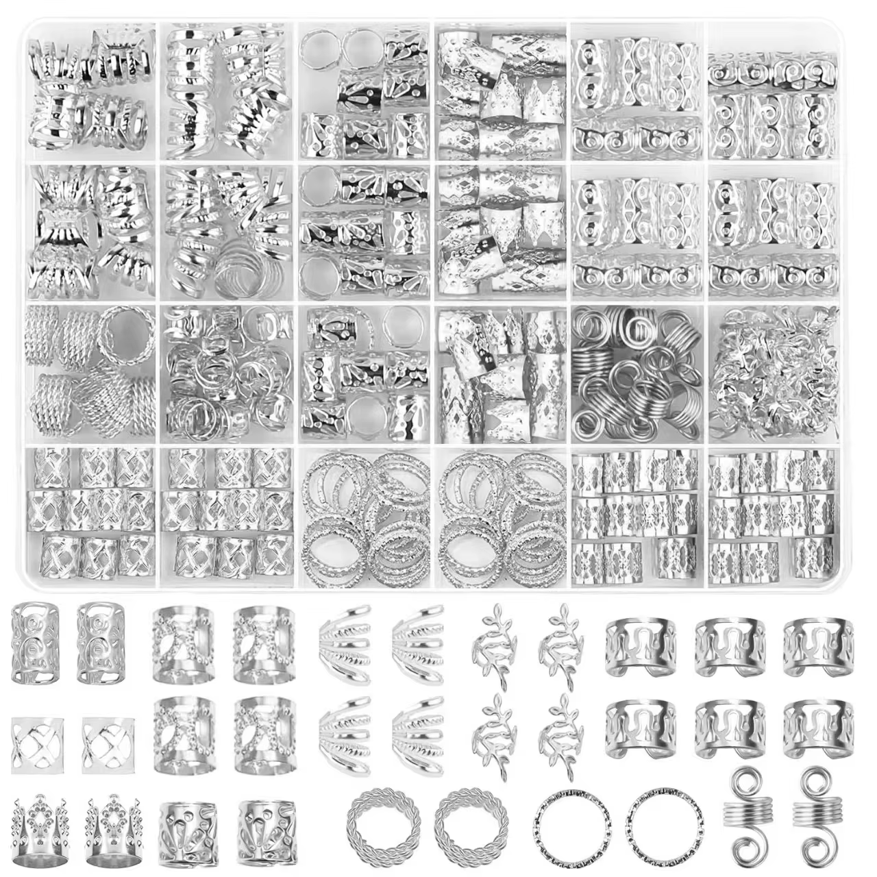 290 pièces argent or cheveux perles bijoux tresse accessoires pinces à cheveux Dreadlocks tressage t
