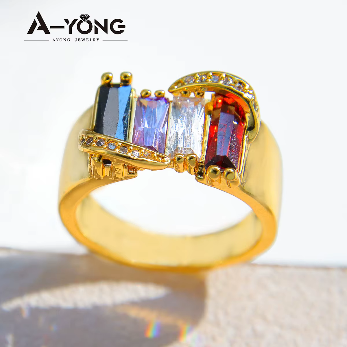 Grandes bagues de luxe en zircone cubique de dubaï, plaquées or 21 carats, style Hip Hop arabe, pour