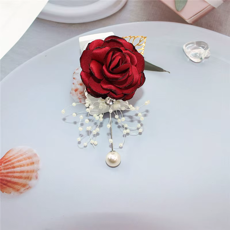 Bracelet de poignet de fleur de demoiselle d'honneur pour filles, boutonnière de fête de Rhde mariag