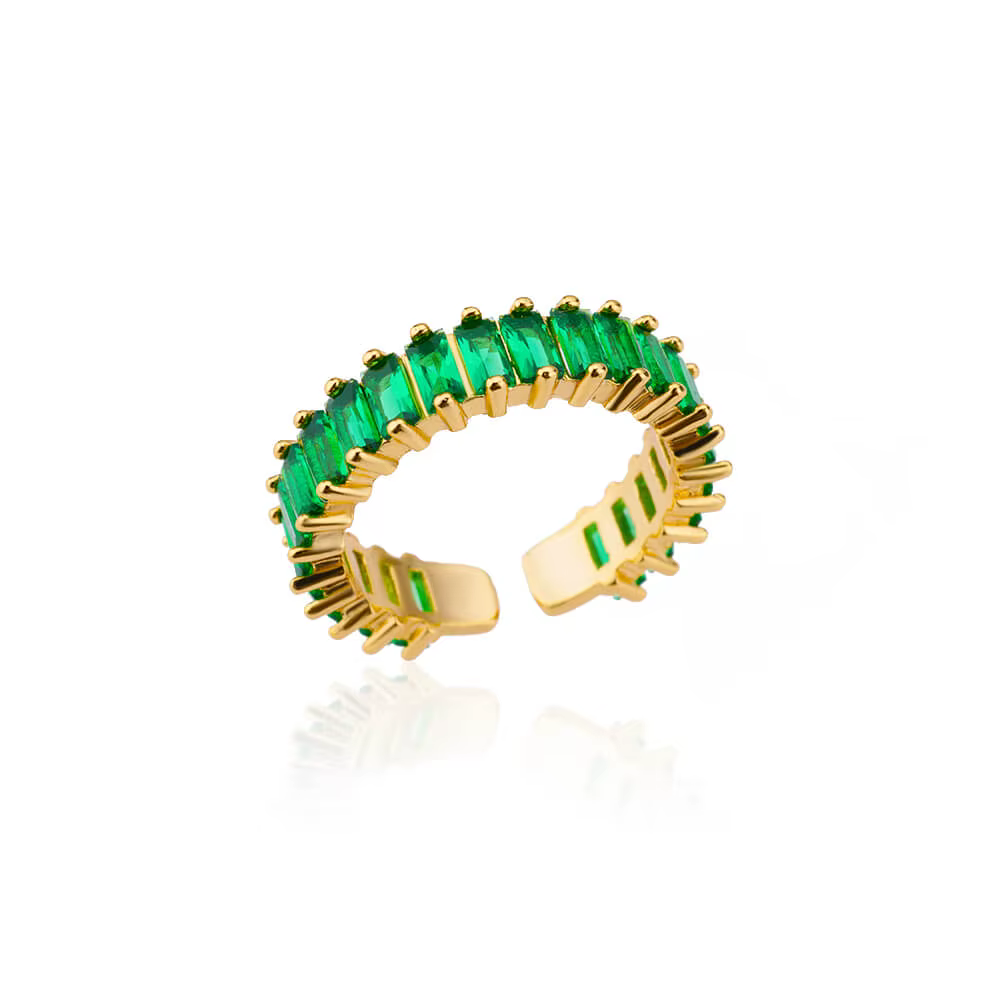 Mini bagues vertes en Zircon pour femmes, en acier inoxydable, couleur or, réglable, fiançailles, ma
