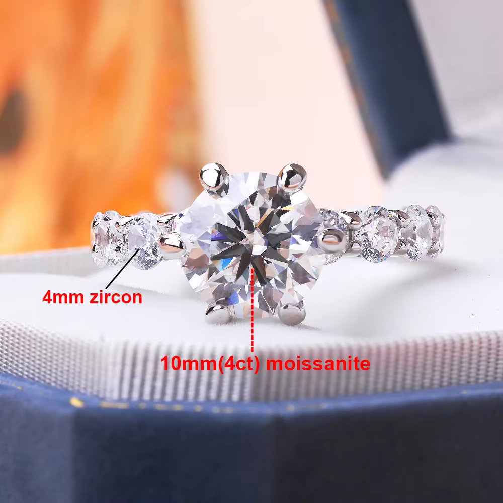 Bagues de fiançailles Moissanite certifiées GRA 4CT pour femmes, diamant scintillant créé en laborat
