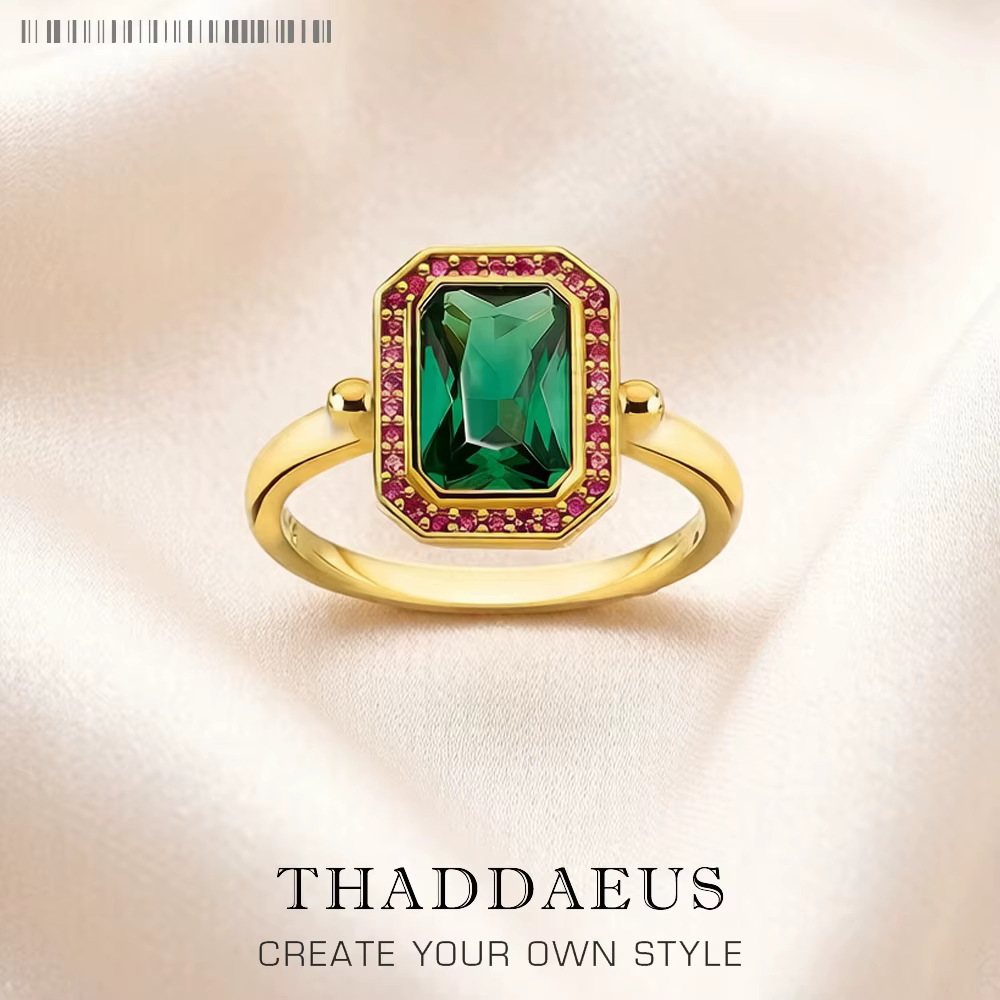 Bague dorée avec pierres rouges et vertes, bijoux fins pour femmes, flambant neuf, cadeau bohème en 