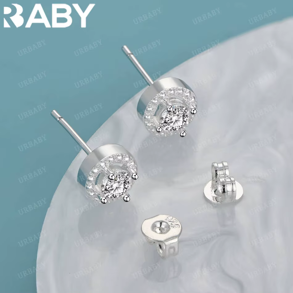 URBABY 925 boucles d'oreilles rondes en argent Sterling Zircon pour femmes bijoux de mode fête fianç