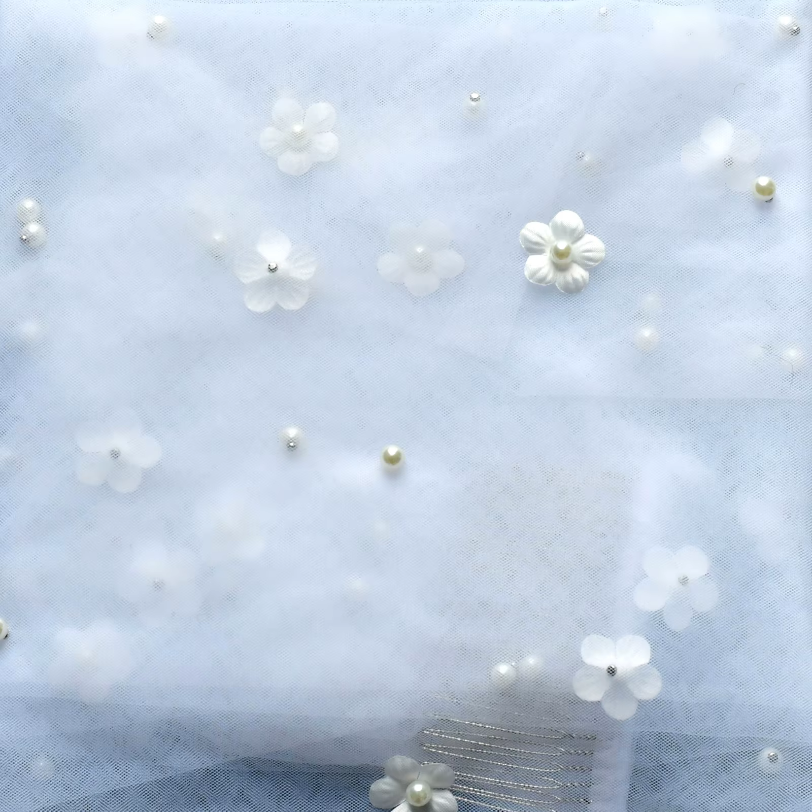 Voile de mariée avec fleurs, perles courtes, 1 niveau, accessoires de mariage élégants pour mariée, 