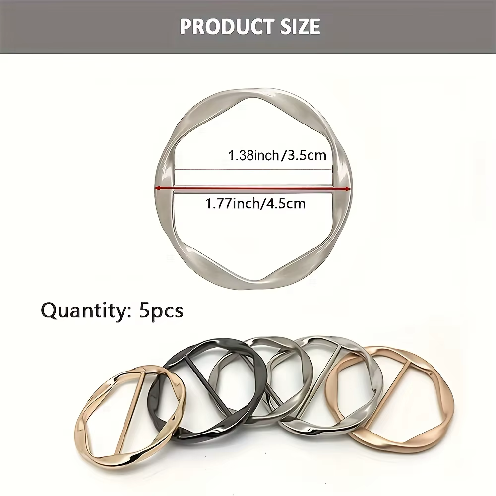 Lot de 5 clips pour foulards, anneaux de fixation pour t-shirts, boucles circulaires en métal pour f