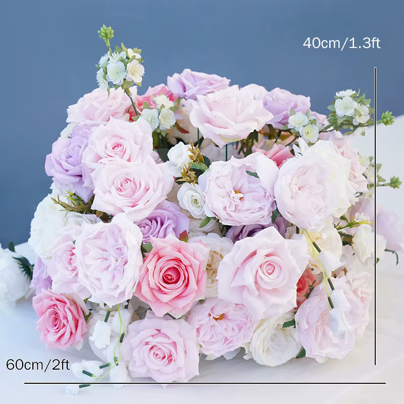 Décor d'arrière-plan de mariage, pièce maîtresse de Table, boule de fleur, Rose, violet, pivoine, ve