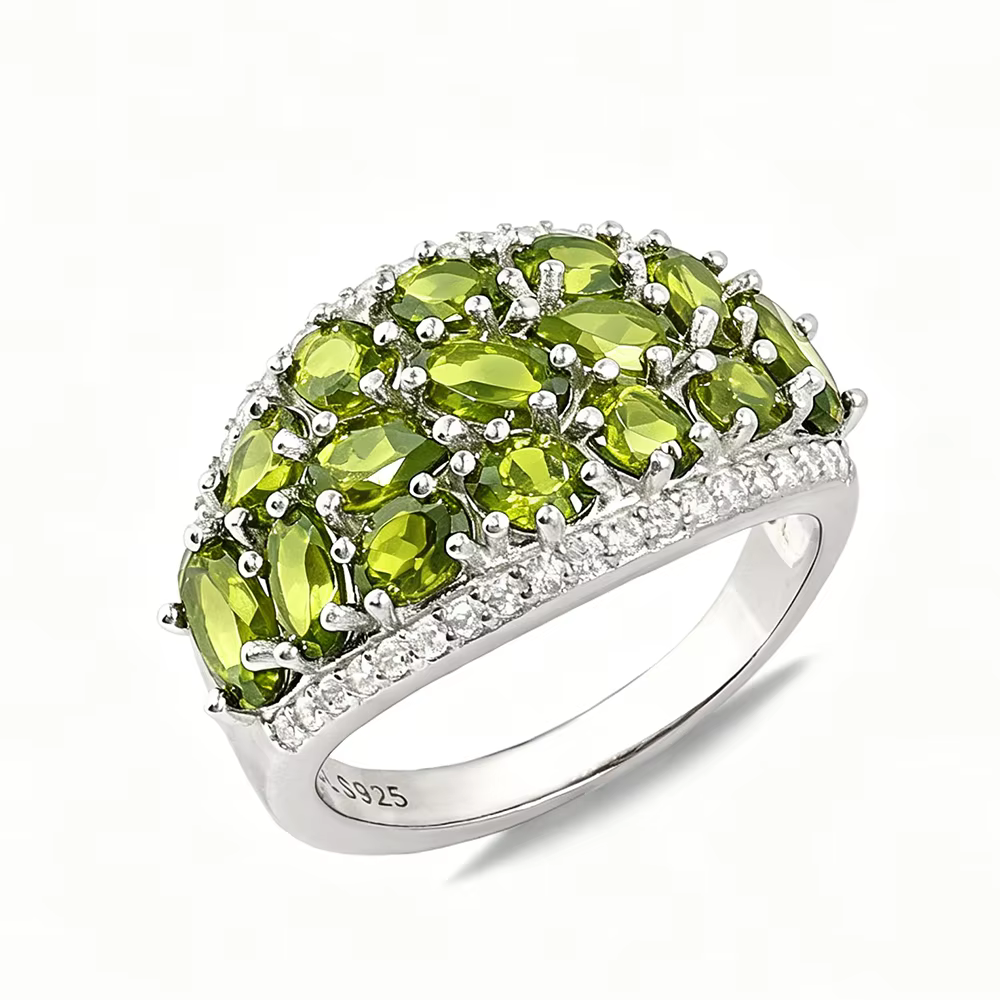 Bague en péridot naturel pour femme, en argent sterling 925, pierres précieuses véritables, bijoux f