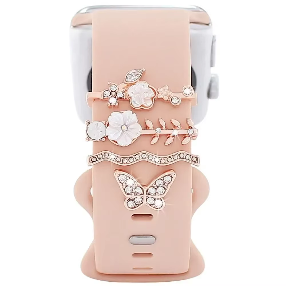 Ornement de diamant de bijoux pour bracelet Apple Watch, breloques en métal, bracelet en silicone, b