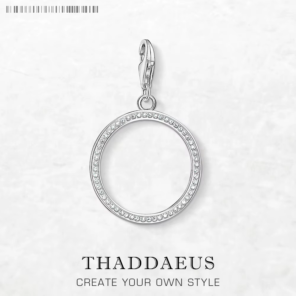 Rotterdam Kly Circle Pendant Charm pour femme, argent regardé 925, bijoux fins classiques, cadeau