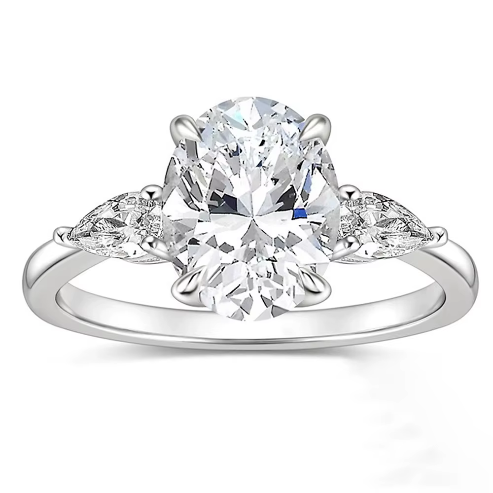 Wong Rain – bague de fiançailles en argent sterling 925, coupe ovale, 3 CT, saphir de laboratoire, b