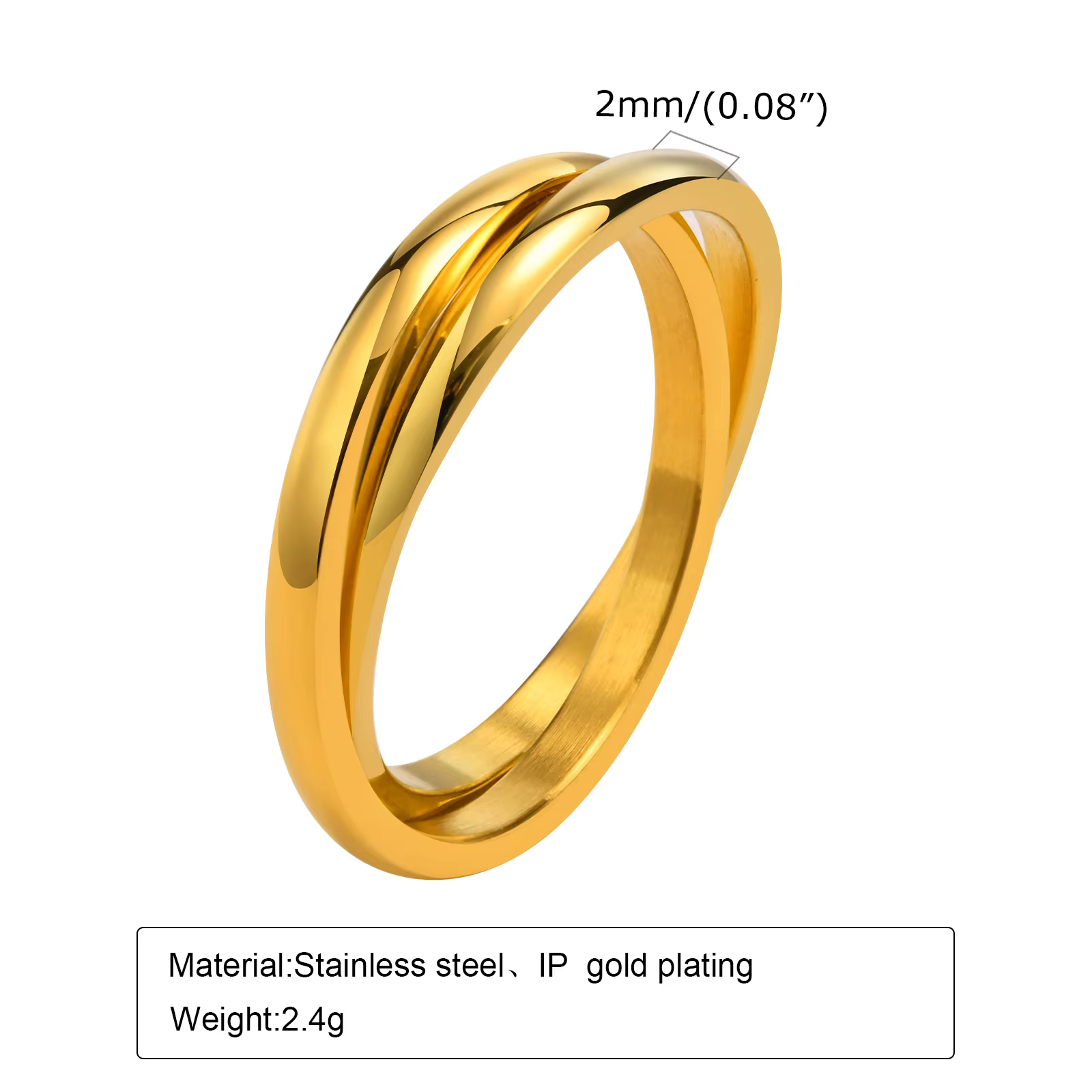 Bagues Triple entrelacées 3 en 1 pour femmes et hommes, bague de fiançailles de mariage, en acier in