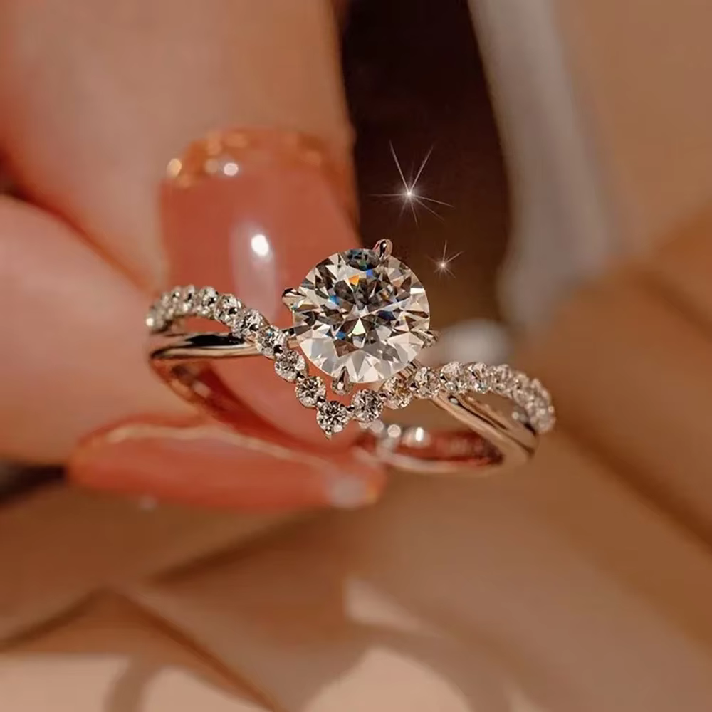 1 Carat 6.5mm Moissanite diamant bagues de mariée certifié 925 en argent Sterling promesse bague de 