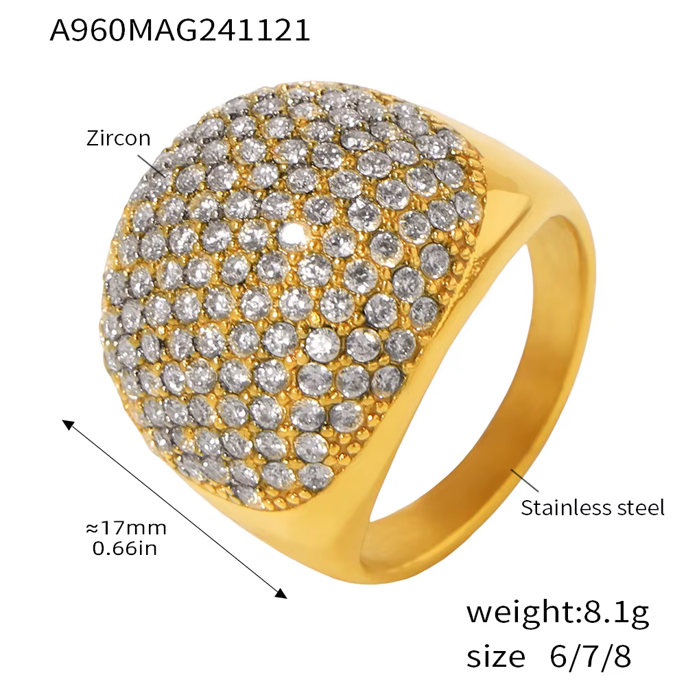 Bagues en forme de cœur pour femmes, en acier inoxydable, plaqué or 18 carats, bijoux imperméables, 