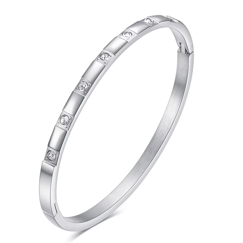 Bracelet en acier inoxydable pour femme, bijoux de qualité supérieure, zircon rond, bracelets en cri