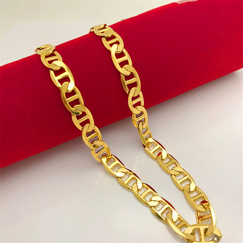 Collier coréen en or 24 carats, plaqué or, pour hommes et femmes, bijoux cadeau, 6MM50CM