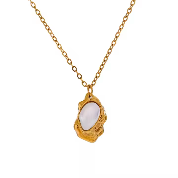 NiNice arrivées pierre naturelle moulé petit pendentif collier élégant Unique en acier inoxydable bi