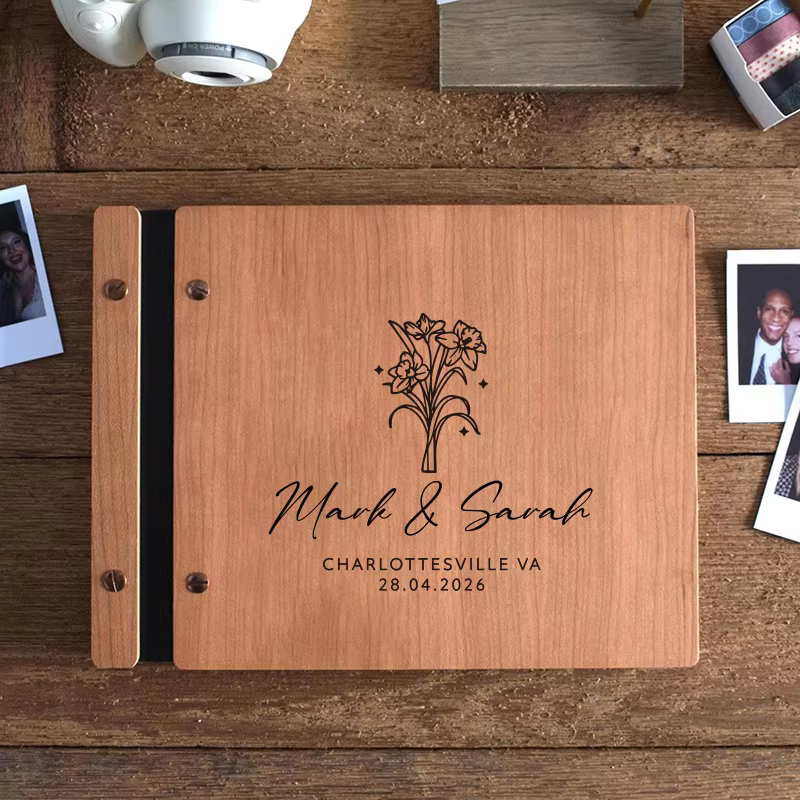 Livre d'or de mariage personnalisé A4/A5, livre de signature en bois, Pages vierges, Scrapbook, déco