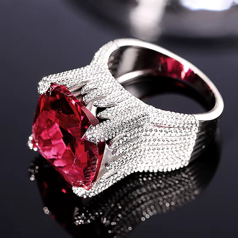 Huitan Hyperbole – bagues en zircone cubique rouge pour femmes, accessoires magnifiques pour fête, c