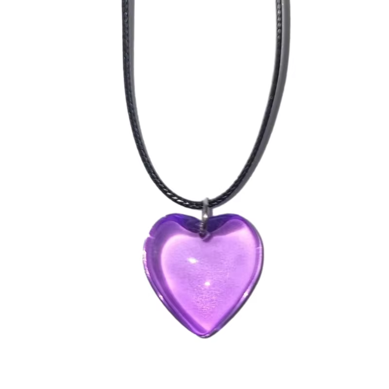 Collier pendentif grand coeur, breloque en verre, colliers de la présidence, clavicule, cadeau d'ann
