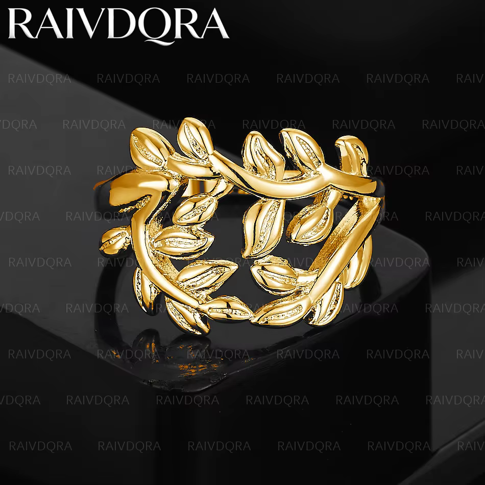 Bague en forme de branche plaquée or 18 carats pour femmes, bijoux à la mode, accessoires de mariage